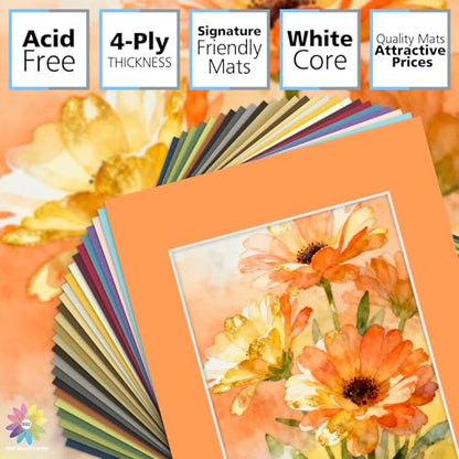 Mat Board Center 50 Pack 11x14 Picture Mat for 8x10 Photo Mixed Color