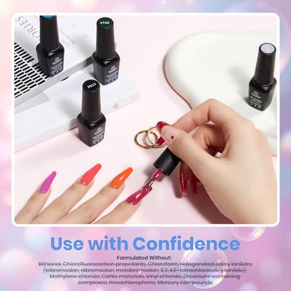 Set 39Pcs Neon Gel Nail Polish Pink Red Blue Purple Shade with Base Top Coat (6.75 Fl Oz)