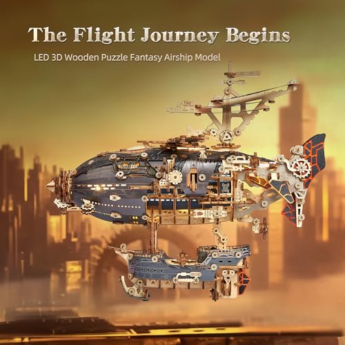 LED 3D Wood Puzzle Fantasy Airship Model (648 Count)