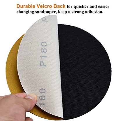 6-Inch No-Hole Hook and Loop Gold Sanding Discs 180-Grit, 100-Pack (100 Count)