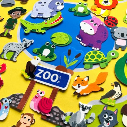 Zoo Felt Board for Toddlers 51 Pcs (51 Count)