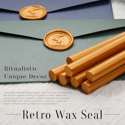 Amber Gold Wax Seal Sticks for Standard Size Hot Melting Glue Gun (12 Count)