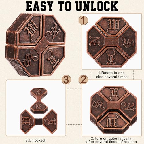 9 Pcs Metal Brain Teasers 3D Steel Puzzle Set (9 Count)