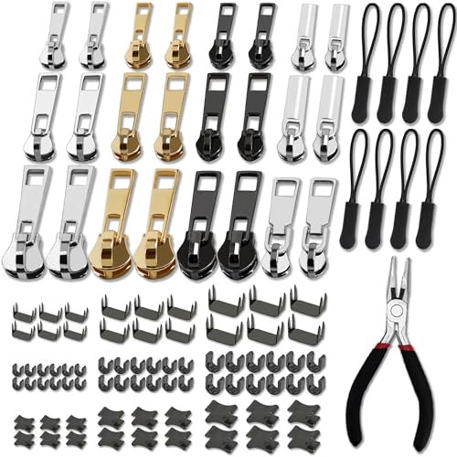 105 Pieces Zipper Repair Kit #3#5#8 with Install Plier for Repairing Coat (105 Count)