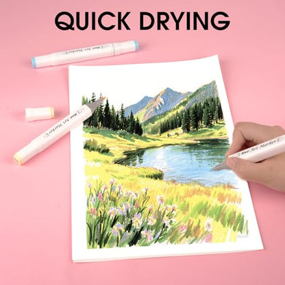 60 Colors Alcohol Markers Brush & Chisel Tip Art Marker Set (60 Count)