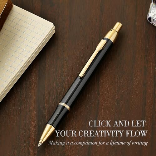 Black Gel Pen With 24K Gold Finish