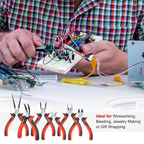 6PCS Mini Pliers Set High Leverage Multi Small Pliers Tool Set with Small Needle Nose Pliers Set (6 Count)