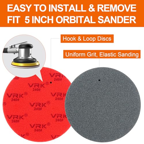 24 PCS 5 Inch Hook and Loop Sanding Sponge Discs Set 180 to 2000 Grit (24 Count)