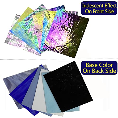 6 Sheets 7 1 2 x 6 inch Iridescent Stained Glass Sheet Variety Pack (6 Count)