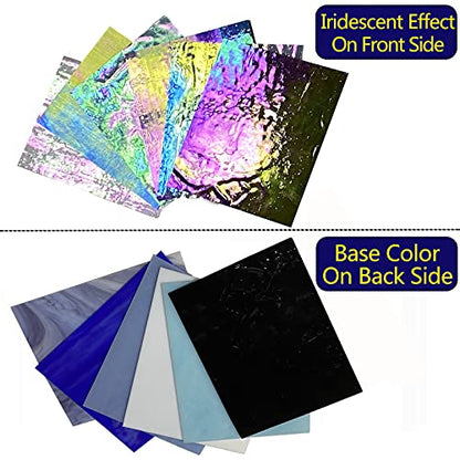 6 Sheets 7 1 2 x 6 inch Iridescent Stained Glass Sheet Variety Pack (6 Count)