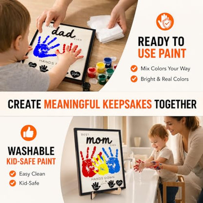 10" Best Dad Ever Hands Down Sign DIY Dad Gifts from Kids Handprint Kit with Acrylic Paint