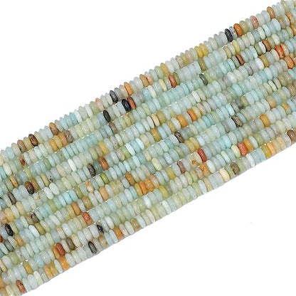 Natural Amazonite Disk Stone Beads 4x2mm 160pcs Rondelle Loose Semi Gemstone Beads for Jewelry Making Design (160 Count)