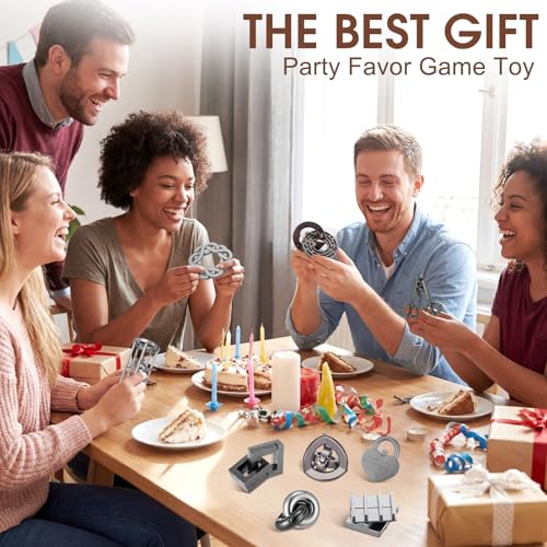 9 Pcs Metal Brain Teasers 3D Steel Puzzle Set (9 Count)