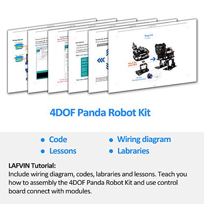 DIY 4 DOF Panda Robot Kit Programmable Dancing Robot Kit Support Android APP Control Compatible with Arduino IDE