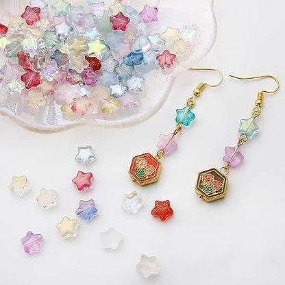 Assorted Glass Beads for Jewelry Making Multi Size Colors Glass Star Moon Seed Pearl Spacer Beads for Bracelets Necklace Earring Making (2.8219 Ounce)