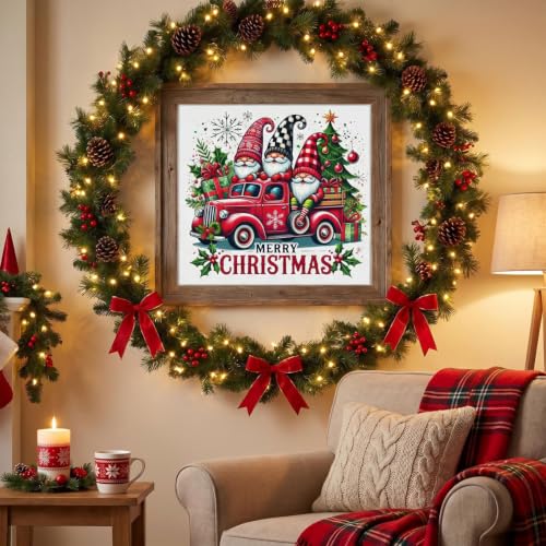 Christmas Gnomes Stamped Cross Stitch Kits for Beginners Adults 11CT