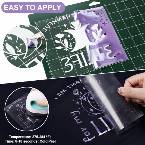 Light Purple Metallic Foil Heat Transfer Vinyl Roll 12" x5ft Light Purple Iron on Vinyl Chrome HTV Vinyl Easy to Cut & Weed DIY Heat Press Design for T