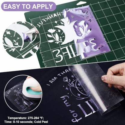 Light Purple Metallic Foil Heat Transfer Vinyl Roll 12" x5ft Light Purple Iron on Vinyl Chrome HTV Vinyl Easy to Cut & Weed DIY Heat Press Design for T