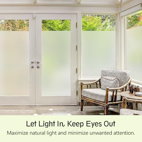 Frosted Glass Window Privacy Film Sun Blocking 35.4in x 6.5ft