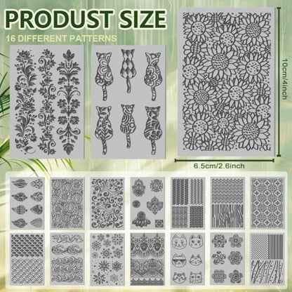 16 Sheets Artistic Mandala Clay Texture Mat Baroque Pattern Polymer Clay Texture Sheets DIY Tools for Pottery Earring Jewelry Making Stamp Engraving Machines