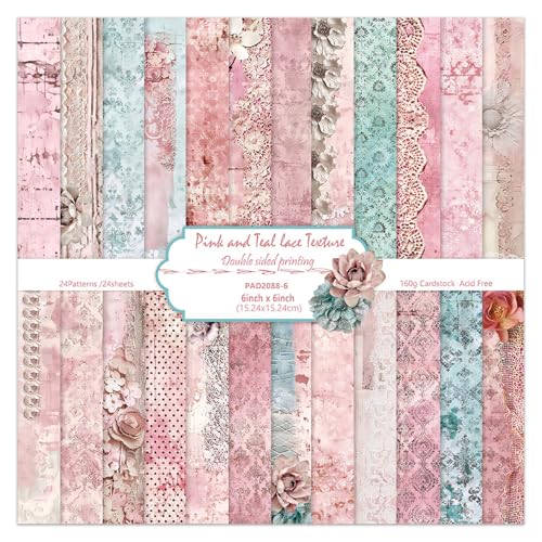 6 Inch Retro Pink Scrapbooking Paper Pad (24 Count)