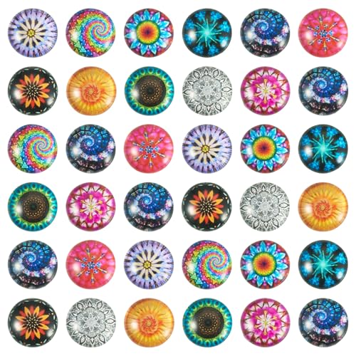 100Pcs Flower Printed Glass Cabochons for Jewelry Making