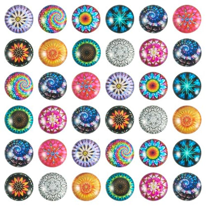 100Pcs Flower Printed Glass Cabochons for Jewelry Making