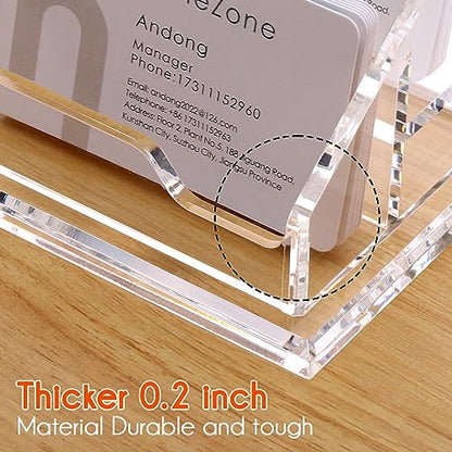 Acrylic Business Card Holder For Desk Clear Business Card Display Stand 2 Tier 2 Slots Business Cards Holders for Men And Woman