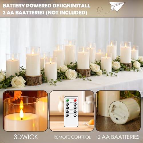 Flickering Flameless Candles Battery Operated with Remote and 2