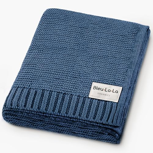 100% Organic Cotton Heritage Knit Textured Baby Quilt Blanket for Boys