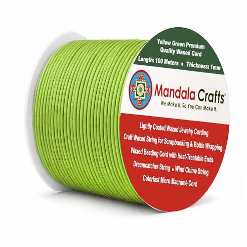 1mm Yellow Green Waxed Cord