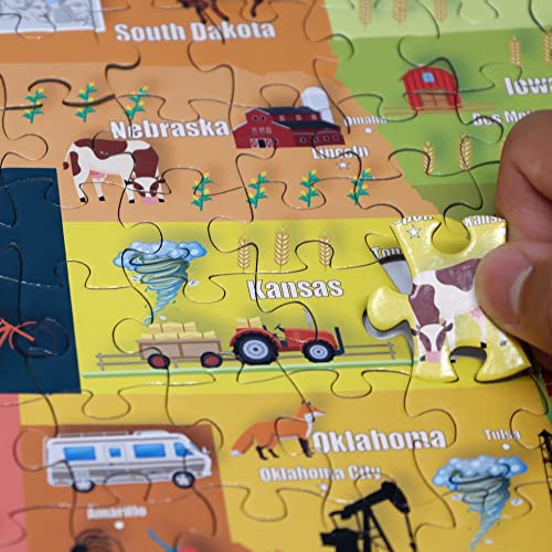 Colorful United States Map 500 Pieces with Large Pieces Jigsaw Puzzle for 13+