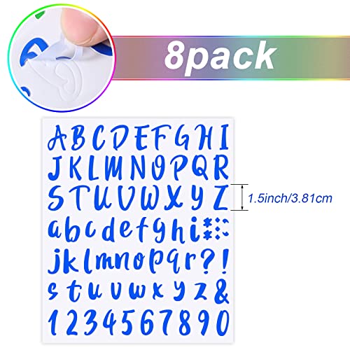 576 Pcs 8 Sheets Letters Stickers Vinyl Alphabet Number Decals Back to School Supplies for Water Bottles Cups Mailbox Scrapbooking Bulletin Board Classroom Decor