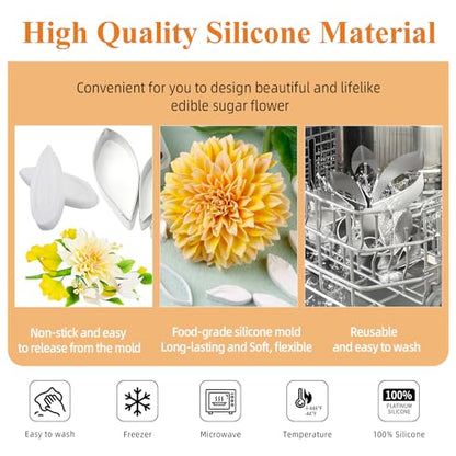 6pcs set Dahlia Sugar Flower Cutter Set Fondant Cake Sugarcraft Decorating Tools