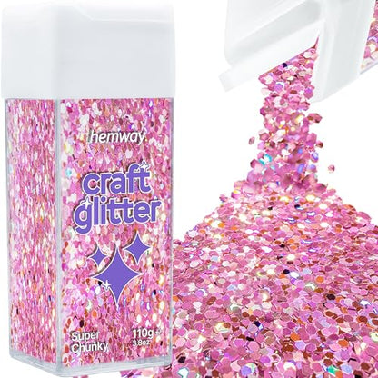 Craft Glitter Shaker Pink Holographic 110g Super Chunky (3.88014 Ounce)