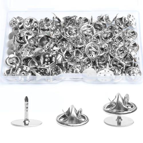 50 Pairs Premium Butterfly Clutch Pin Backs with 8mm Length 10mm Width Blank Pins for DIY Enamel Pins (100 Count)
