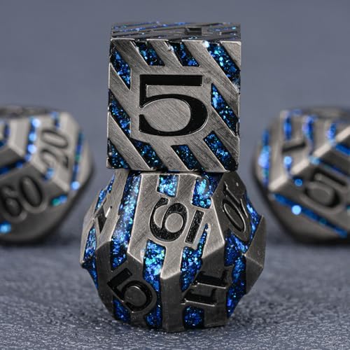 Metal Dice Set with Inlay Design