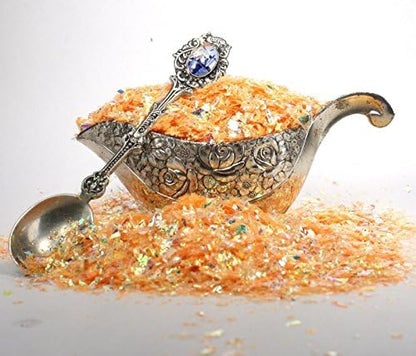 Golden Orange Iridescent Ice Flakes Glitter Flakes for Nail Art