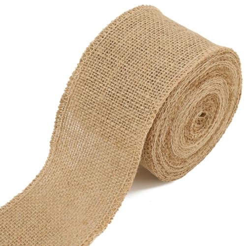 3 Inch Burlap Wide Fabric Craft Ribbon (30 Foot)