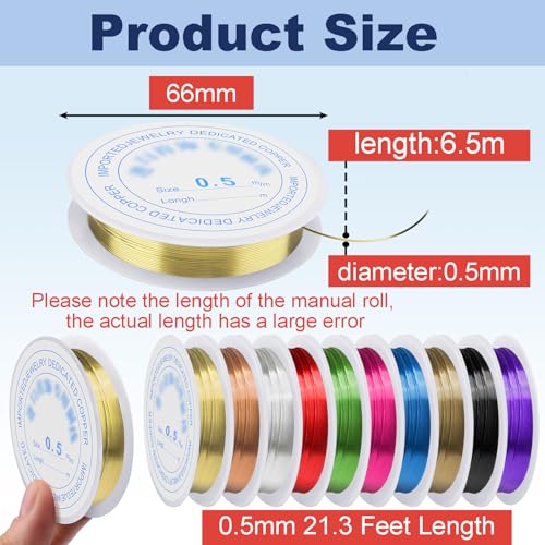 0.5 mm Dia. 10 Rolls Copper Jewelry Wire