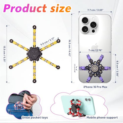 Transformable Fidget Spinners Toys 4 Pcs for Kids and Adults Stress Relief Sensory Toys for Boys and Girls Age 8 (4 Count)