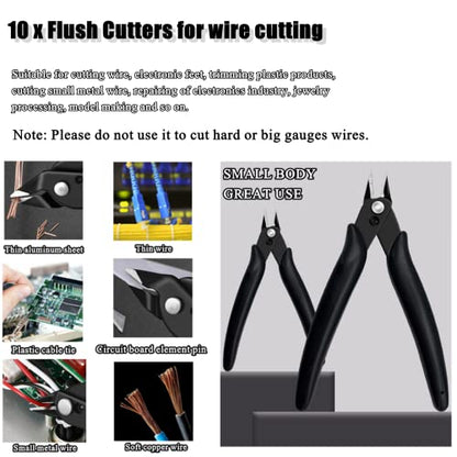 10 Pack Wire Cutters Black Diagonal Cutting Pliers for Electronic (10 Count)