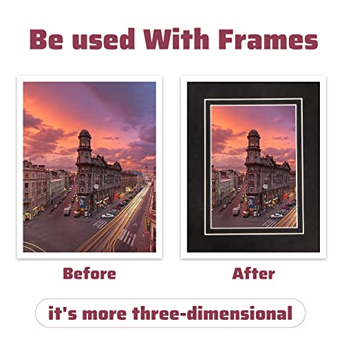 10 Pack Acid Free Black Picture Frame Mats