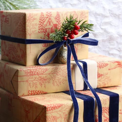 Navy Thin Velvet Ribbon