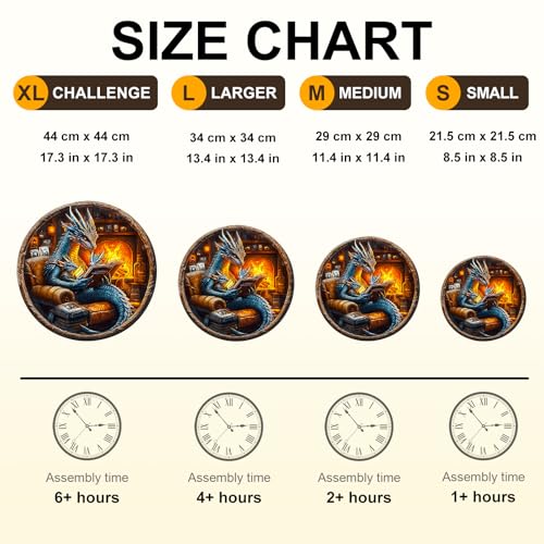Wooden Puzzles Adults Dragon Family Reading Jigsaw 8.5 * 8.5in (95 Count)