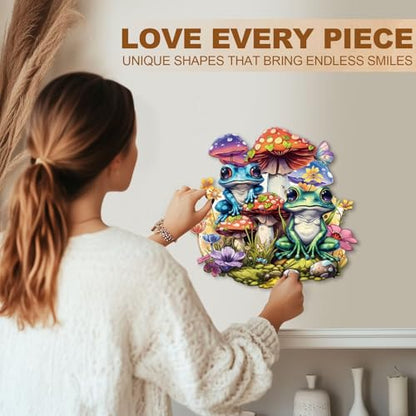 Mushroom Frog Puzzles Adults Gifts for Women Men Wooden 275 Pieces 13.4 x 12.8in