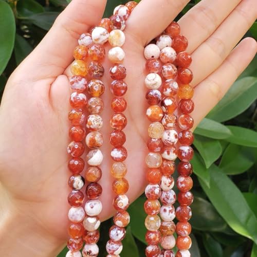 70pcs Adabele Natural Faceted Red Fire Agate Gemstone 10mm Round Beads