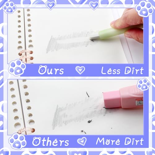 Retractable Cat Paw Erasers 4 Pcs with Refillable Rubbers Slim Erasers for Precise Erasing (4 Count)