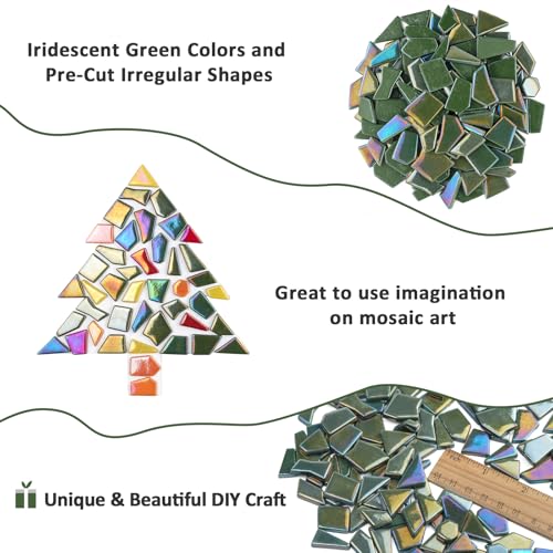 Iridescent Glass Mosaic Tiles for Crafts Bulk (7.05 Ounce)