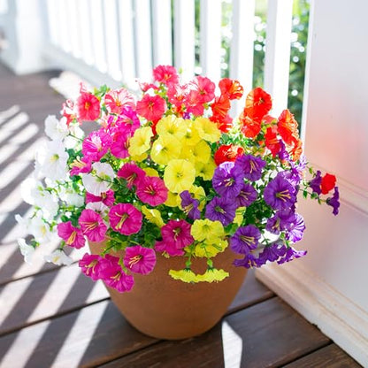 Artificial Flowers Fake Plants for Outdoors Decoration (12 Count)